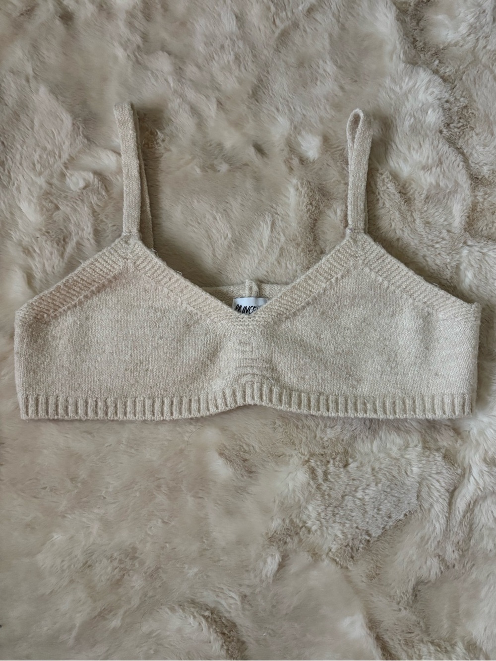 Princess Polly Cream Knit Bralette